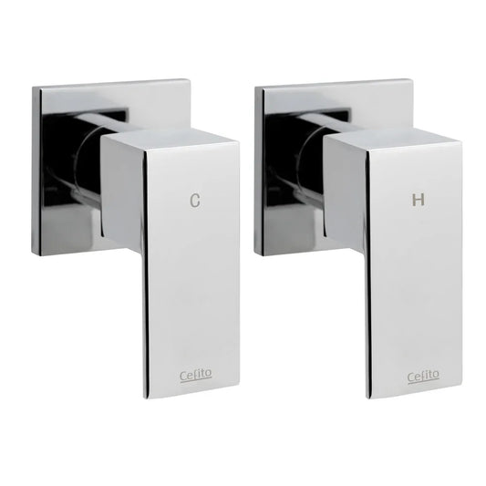 Cefito Shower Twins Tap Wall Bath Taps Brass Hot Cold Basin Bathroom Chrome - Mekamart Australia