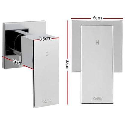Cefito Shower Twins Tap Wall Bath Taps Brass Hot Cold Basin Bathroom Chrome - Mekamart Australia