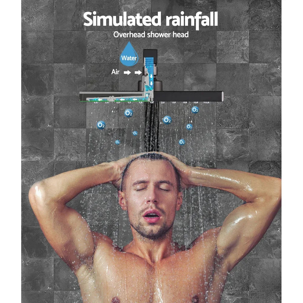 Cefito 8'' Rain Shower Head Wall Arm Square High Pressure Mixer Tap Black - Mekamart Australia
