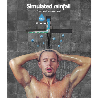 Cefito 8'' Rain Shower Head Wall Arm Square High Pressure Mixer Tap Black - Mekamart Australia