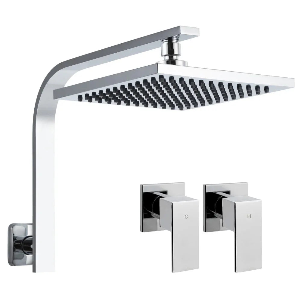 Cefito 8'' Rain Shower Head Wall Arm Square High Pressure Twins Tap Chrome - Mekamart Australia