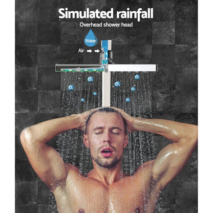 Cefito 8'' Rain Shower Head Wall Arm Square High Pressure Twins Tap Chrome - Mekamart Australia