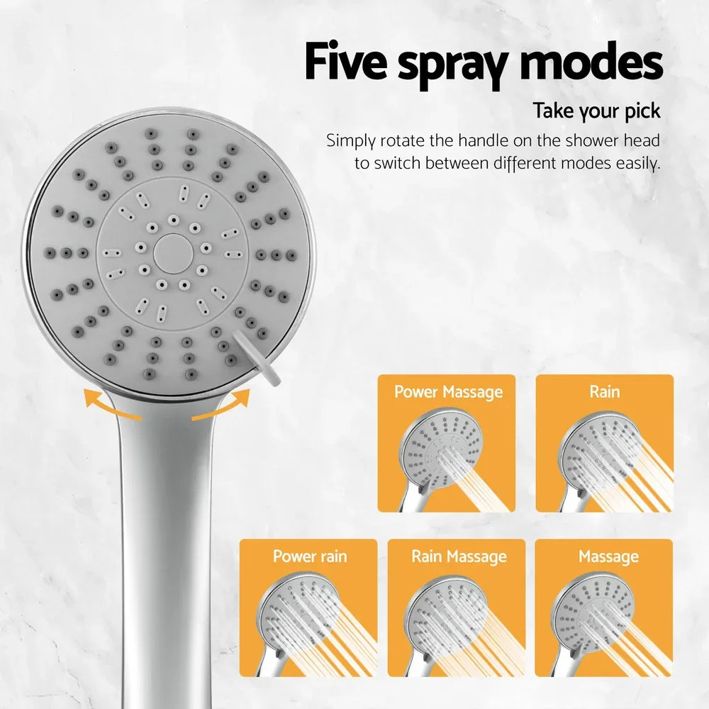 Handheld Shower Head 4.5" High Pressure 5 Modes Poweful Round Chrome - Mekamart Australia