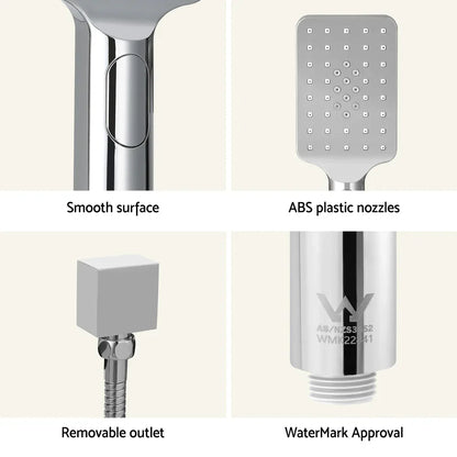 Handheld Shower Head Set 3.1'' High Pressure Silver - Mekamart Australia