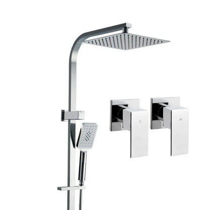 Cefito 10'' Rain Shower Head Set Handheld Square High Pressure Twins Tap Chrome - Mekamart Australia