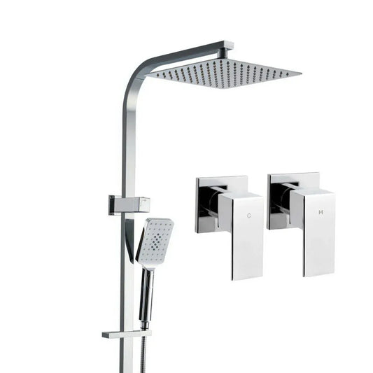Cefito 10'' Rain Shower Head Set Handheld Square High Pressure Twins Tap Chrome - Mekamart Australia