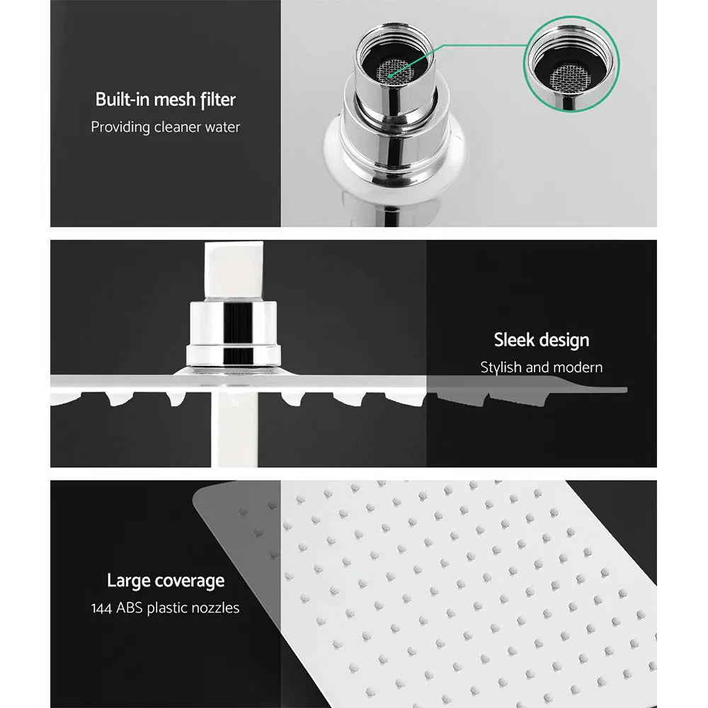Cefito 10'' Rain Shower Head Set Handheld Square High Pressure Twins Tap Chrome - Mekamart Australia