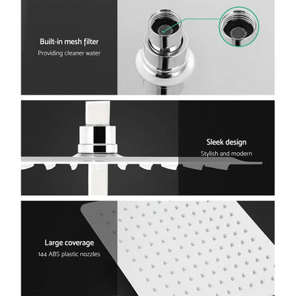 Cefito 10'' Rain Shower Head Set Handheld Square High Pressure Twins Tap Chrome - Mekamart Australia