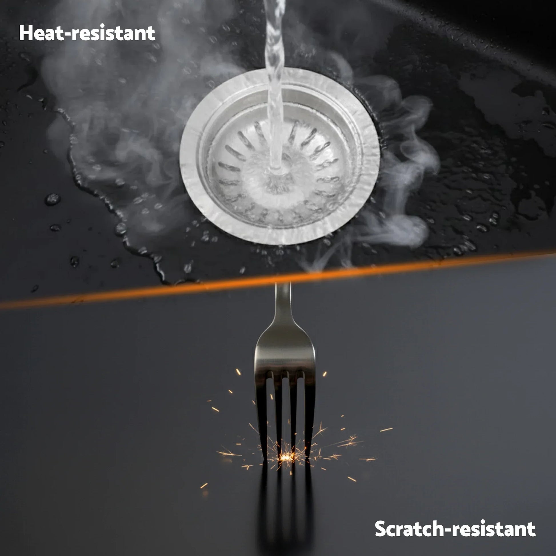Cefito Kitchen Sink 45x45cm Granite Stone Sink Single Bowl Black - Mekamart Australia