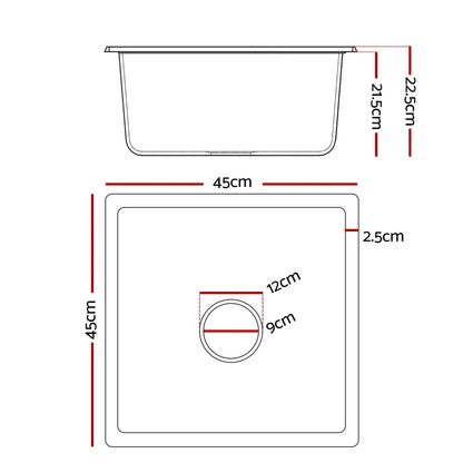Cefito Kitchen Sink 45x45cm Granite Stone Sink Single Bowl White - Mekamart Australia