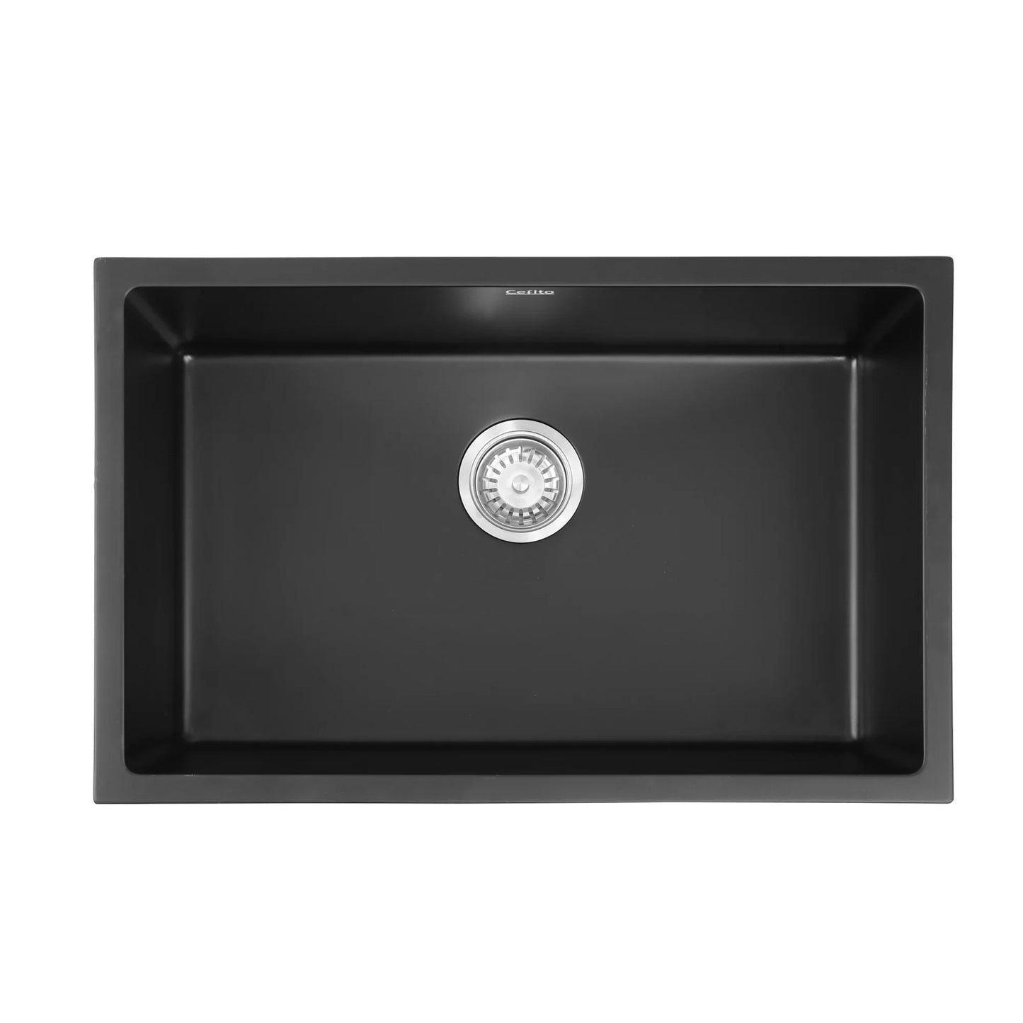 Cefito Kitchen Sink 70x45cm Granite Stone Sink Single Bowl Black - Mekamart Australia