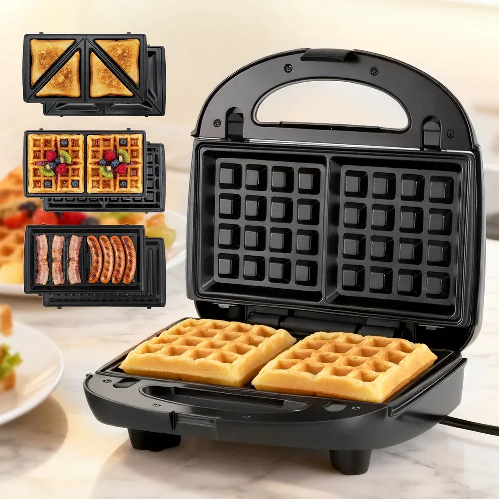 Devanti 3-in-1 Sandwich Press Waffle Maker Panini Press Grill 850W - Mekamart Australia