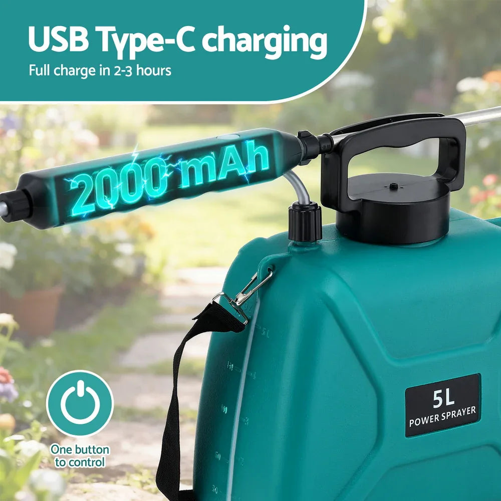 Giantz Weed Sprayer Garden Sprayer USB Charging Electric Shoulder Sprayer 5L - Mekamart Australia