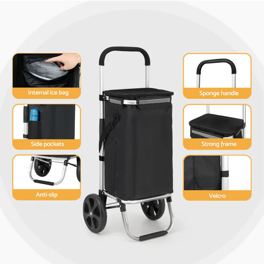 Emajin Shopping Trolley Cart Foldable 45KG Black - Mekamart Australia