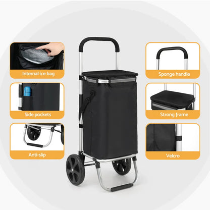 Emajin Shopping Trolley Cart Foldable 45KG Black - Mekamart Australia