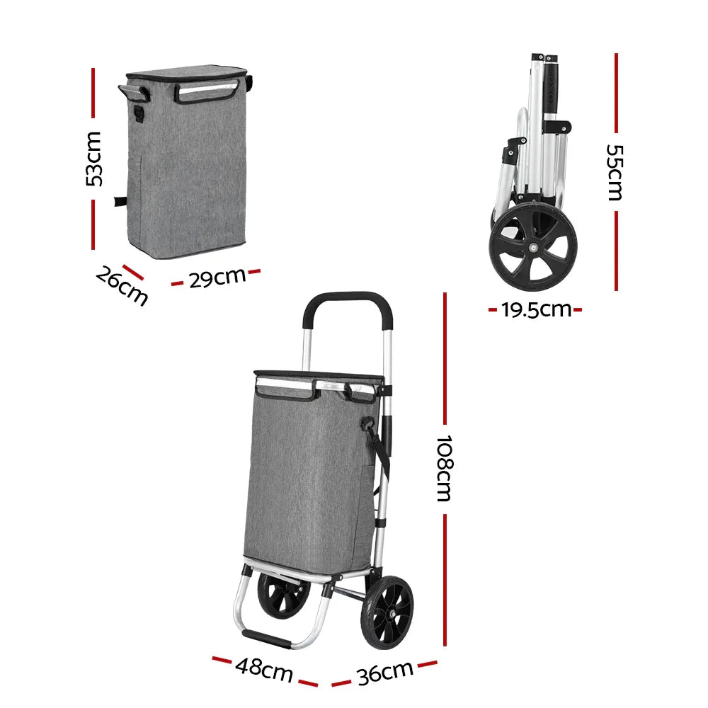 Emajin Shopping Trolley Cart 45KG Foldable Grey - Mekamart Australia