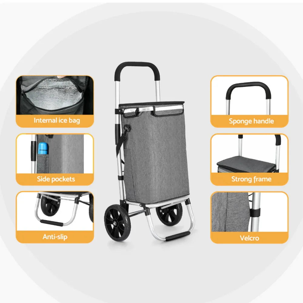 Emajin Shopping Trolley Cart 45KG Foldable Grey - Mekamart Australia