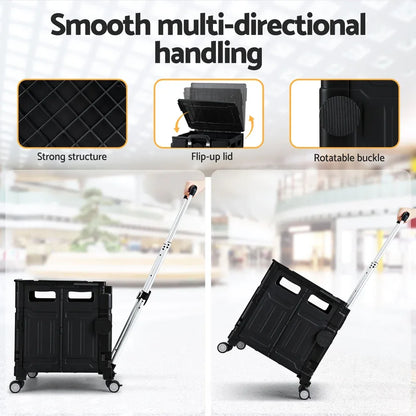 Emajin Shopping Trolley Cart 75L Foldable Black - Mekamart Australia