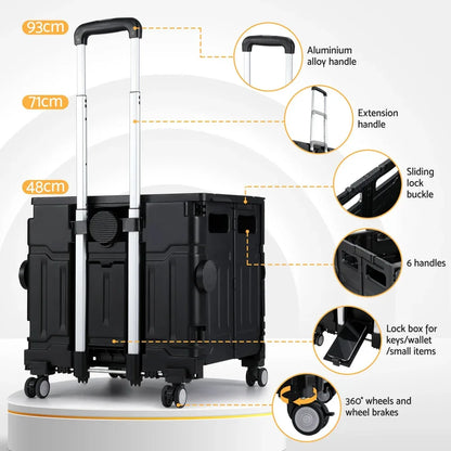 Emajin Shopping Trolley Cart 75L Foldable Black - Mekamart Australia