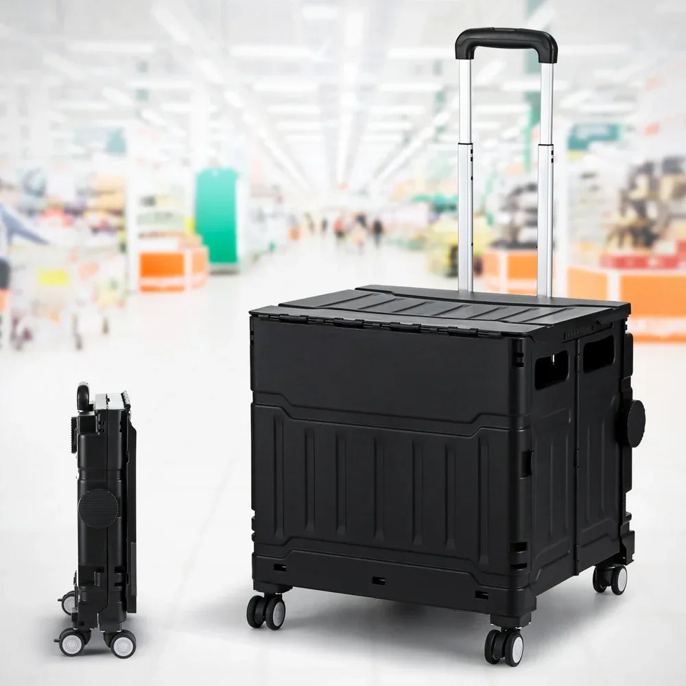 Emajin Shopping Trolley Cart 75L Foldable Black - Mekamart Australia