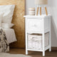 Artiss Bedside Table 1 Drawer with Basket Rustic White X2 - Mekamart Australia