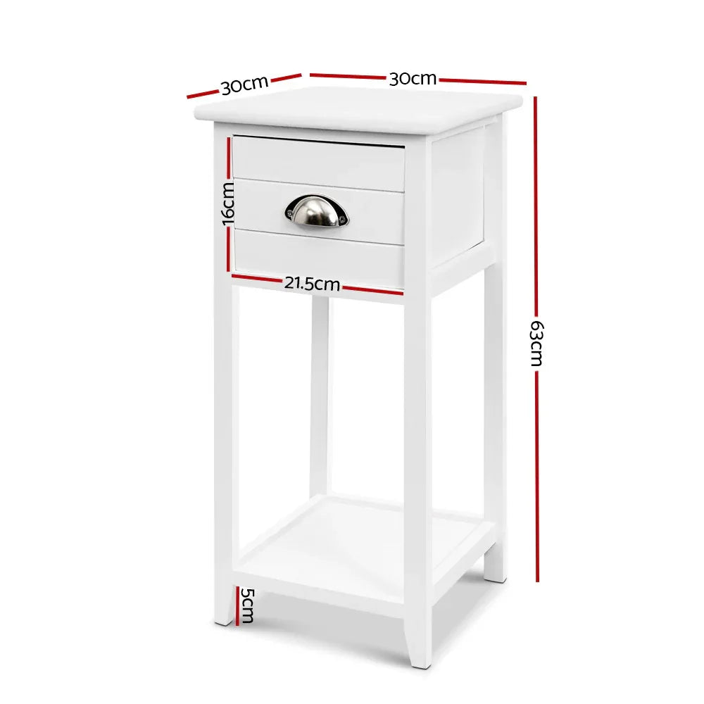 Artiss Bedside Table Vintage - THYME White - Mekamart Australia
