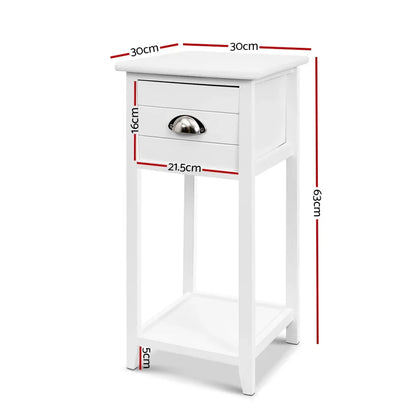 Artiss Bedside Table Vintage - THYME White - Mekamart Australia