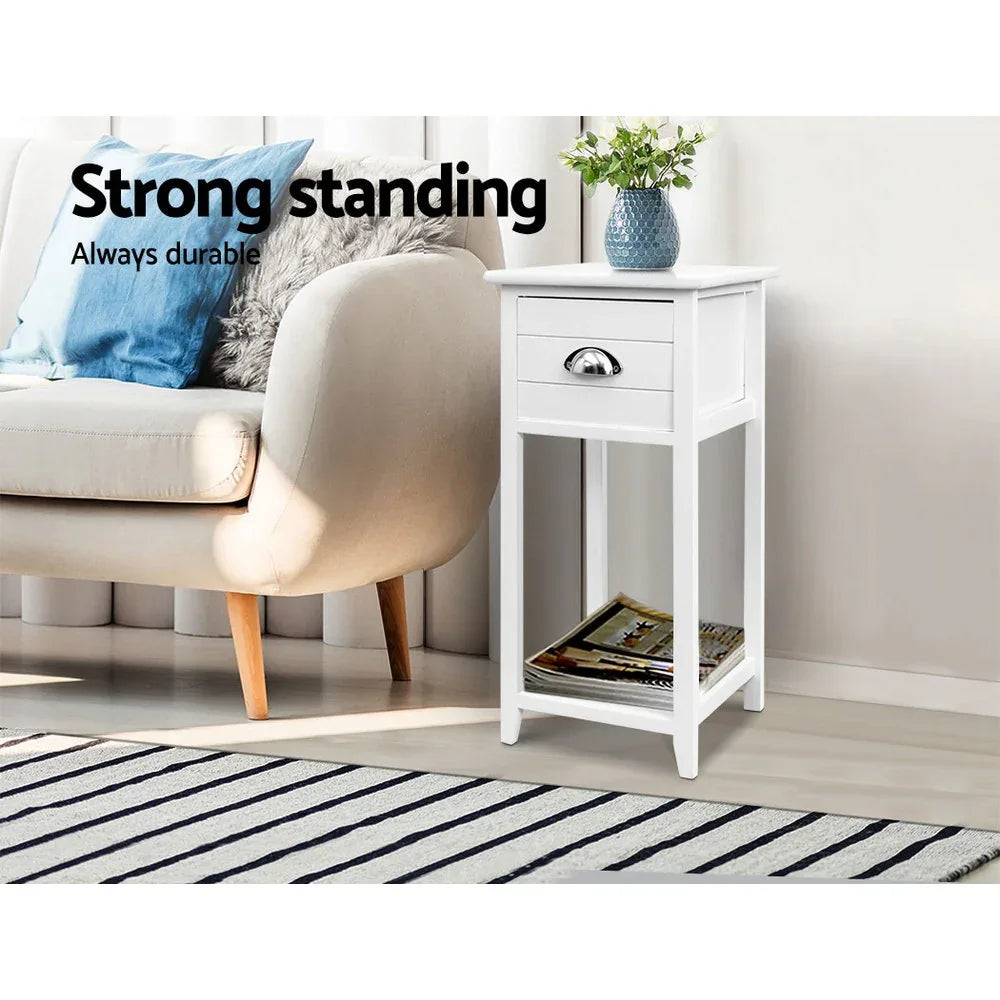 Artiss Bedside Table Vintage - THYME White - Mekamart Australia