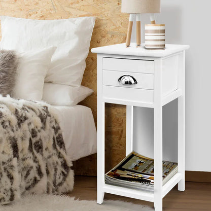 Artiss Bedside Table Vintage - THYME White - Mekamart Australia