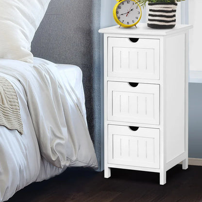 Artiss Bedside Table Bathroom Storage Cabinet 3 Drawers White - Mekamart Australia