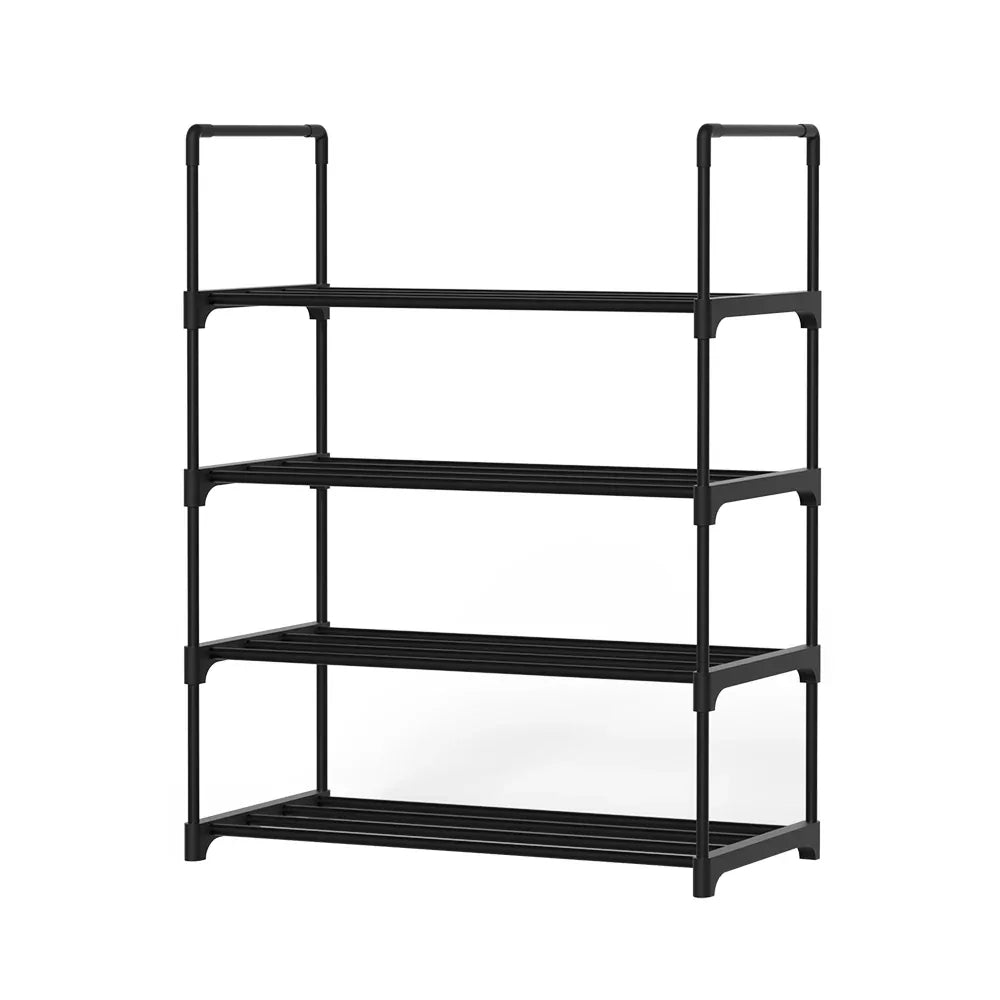 Artiss Shoe Rack Cabinet Stackable 4-tier 12 Pairs Black - Mekamart Australia