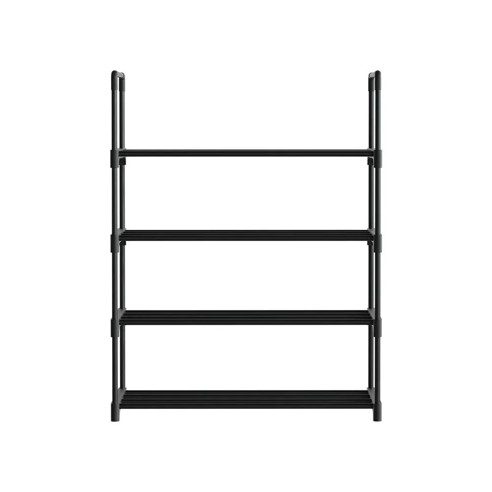 Artiss Shoe Rack Cabinet Stackable 4-tier 12 Pairs Black - Mekamart Australia
