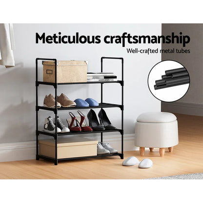 Artiss Shoe Rack Cabinet Stackable 4-tier 12 Pairs Black - Mekamart Australia