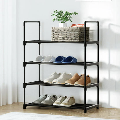 Artiss Shoe Rack Cabinet Stackable 4-tier 12 Pairs Black - Mekamart Australia