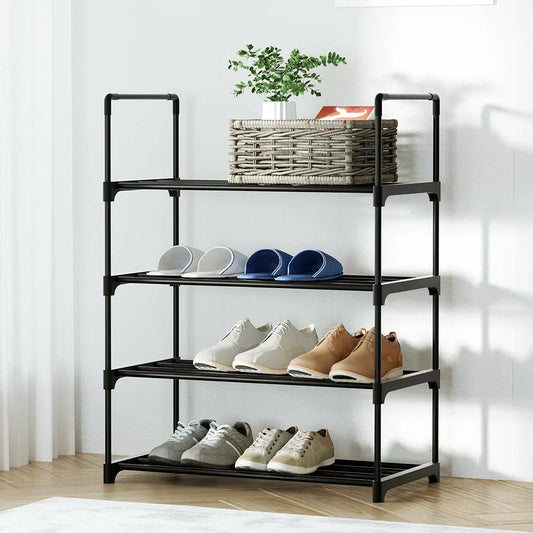 Artiss Shoe Rack Cabinet Stackable 4-tier 12 Pairs Black - Mekamart Australia
