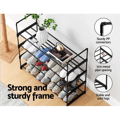 Artiss Shoe Rack 4-tier 16 Pairs Stackable Black - Mekamart Australia