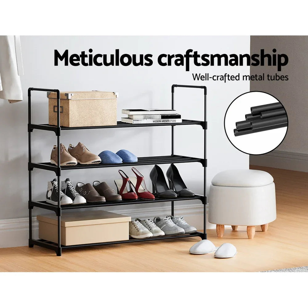 Artiss Shoe Rack 4-tier 16 Pairs Stackable Black - Mekamart Australia
