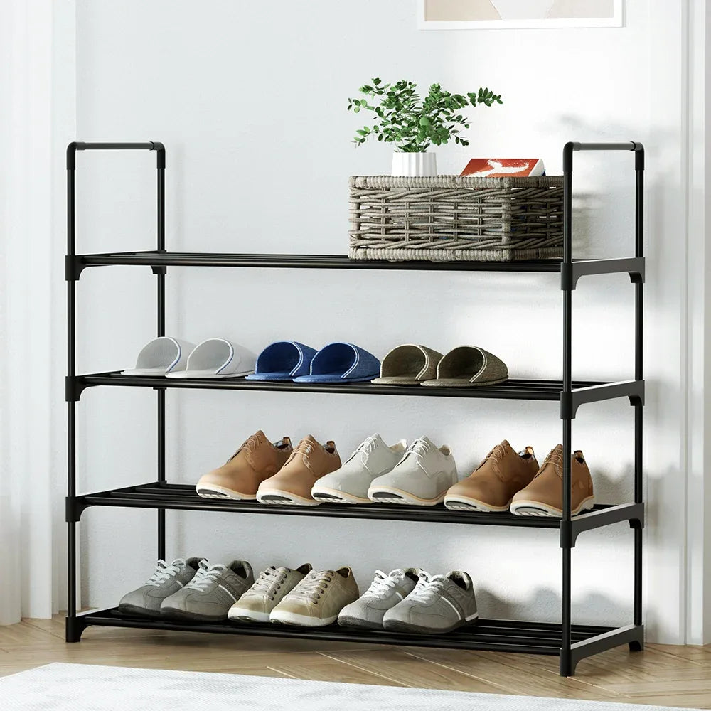 Artiss Shoe Rack 4-tier 16 Pairs Stackable Black - Mekamart Australia
