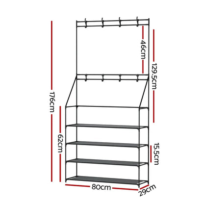 Artiss Shoe Rack Hall Tree 16 Pairs Black - Mekamart Australia