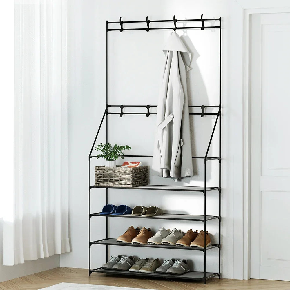 Artiss Shoe Rack Hall Tree 16 Pairs Black - Mekamart Australia