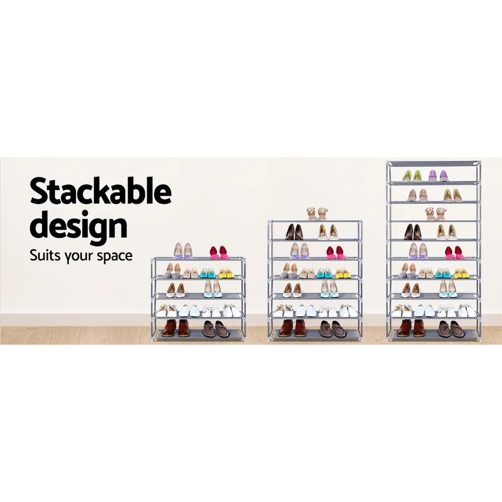 Artiss Shoe Rack Cabinet Stackable 10-Tier Grey - Mekamart Australia