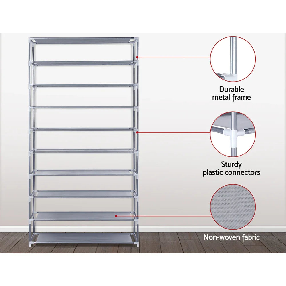 Artiss Shoe Rack Cabinet Stackable 10-Tier Grey - Mekamart Australia
