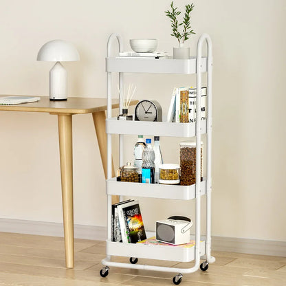 Artiss Storage Trolley Kitchen Cart 4 Tiers White - Mekamart Australia