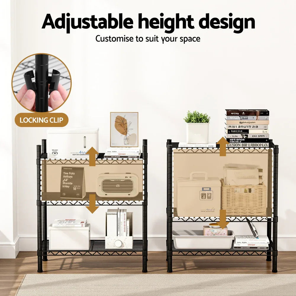 Artiss 3-Tier Shelving Unit Adjustable Garage Storage Shelves Kitchen Rack Steel - Mekamart Australia