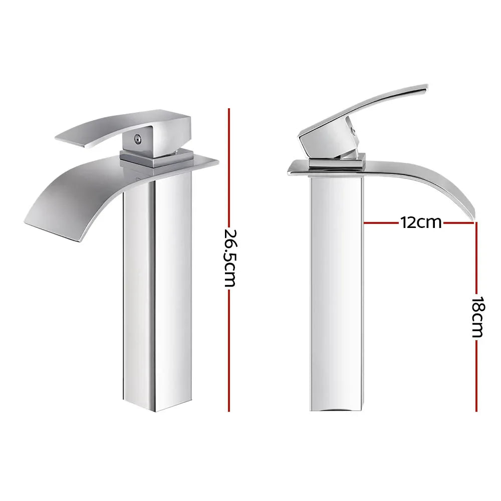 Cefito Bathroom Basin Mixer Tap Thin Tall Faucet Vanity Laundry Silver - Mekamart Australia