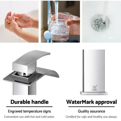 Cefito Bathroom Basin Mixer Tap Thin Tall Faucet Vanity Laundry Silver - Mekamart Australia