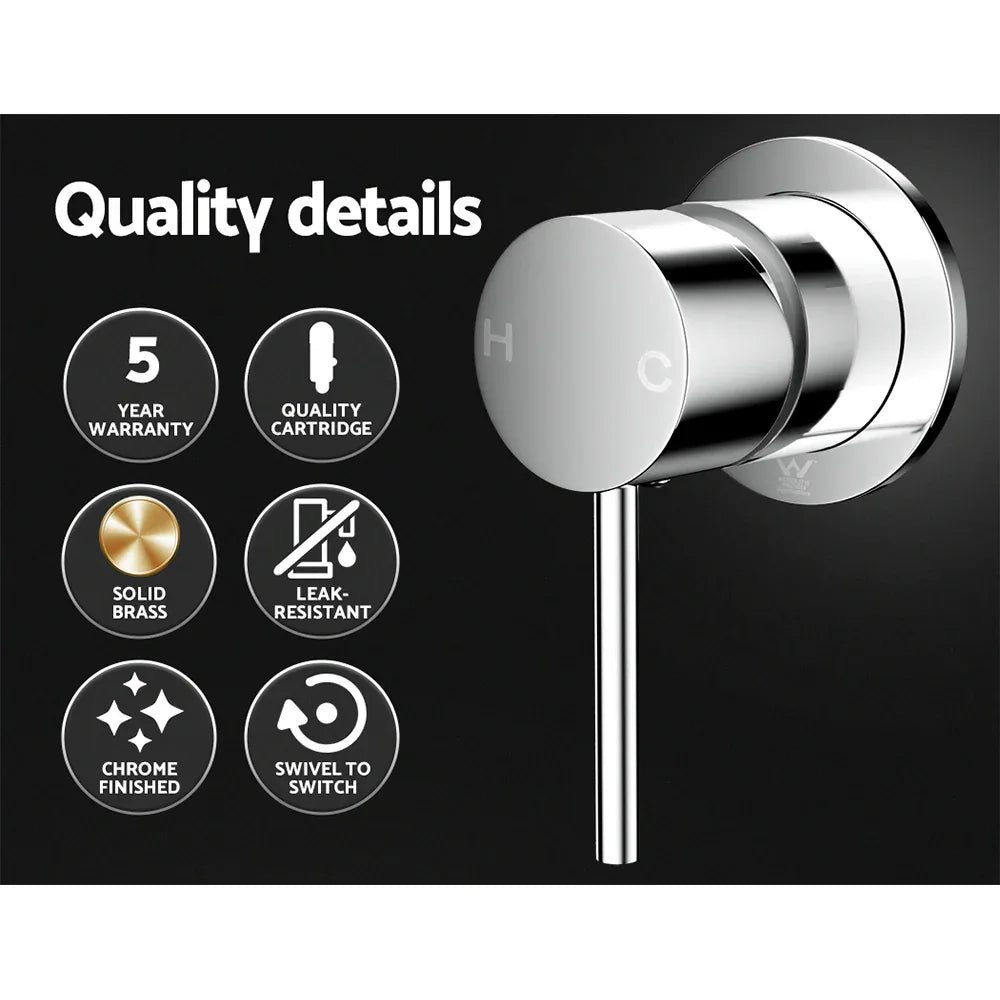 Cefito Basin Mixer Wall Tap Round Brass Faucet Shower Bathtub Chrome - Mekamart Australia