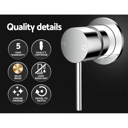 Cefito Basin Mixer Wall Tap Round Brass Faucet Shower Bathtub Chrome - Mekamart Australia