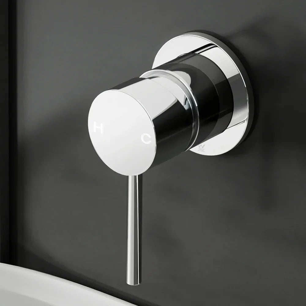 Cefito Basin Mixer Wall Tap Round Brass Faucet Shower Bathtub Chrome - Mekamart Australia