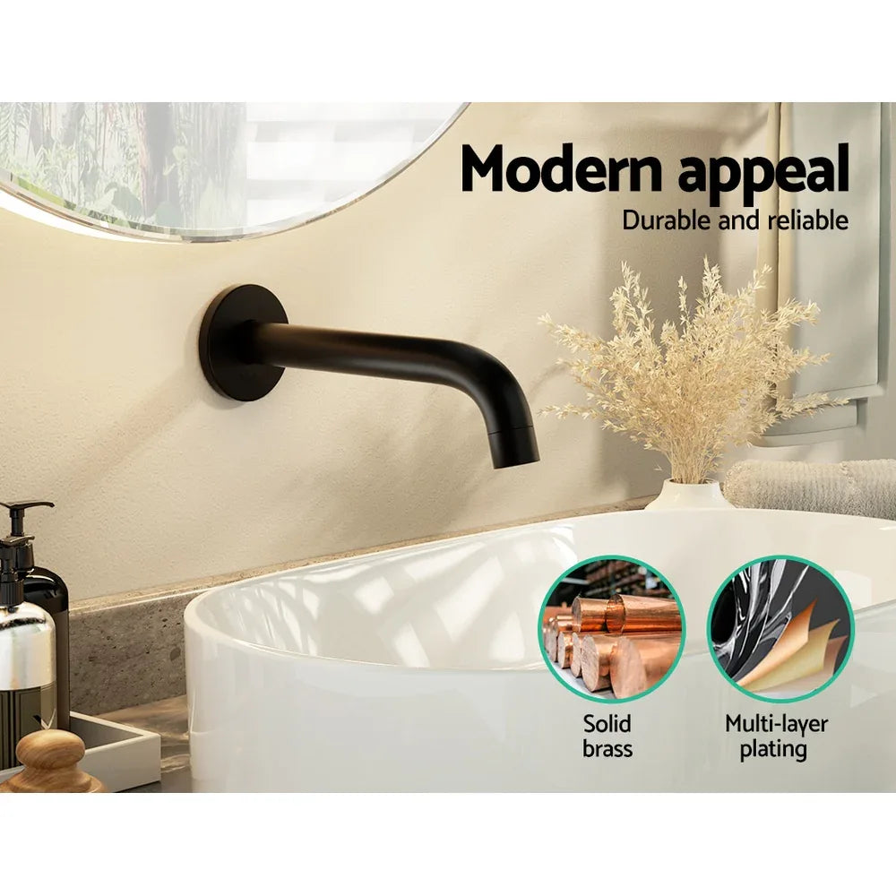 Cefito Bathroom Mixer Spout Wall Bath Tap Round Shower Bathtub Black - Mekamart Australia